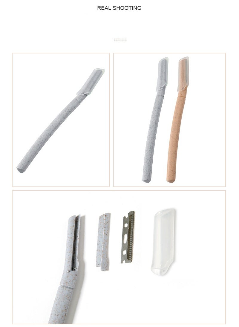 Elaimei 5 Pcs Wheat Straw Eyebrow Trimmer and Facial Hair Removal Razor，Eyebrow Razor scraper Dermaplaning Face Exfoliating Tool for Men and Women  - Image 2