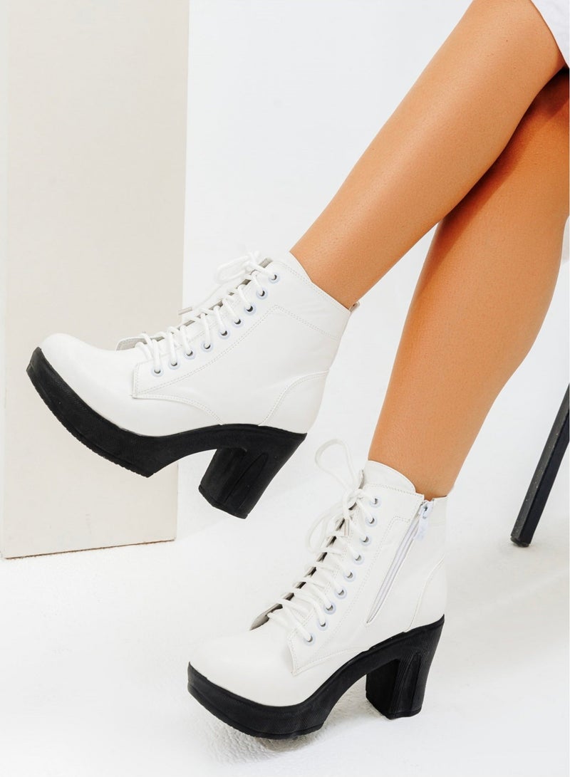 Run  Leather Boots 5 cm-White - Image 1