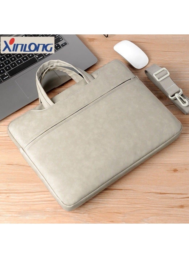 XIN-LONG Leather Shoulder Laptop Bag Large Capacity Portable Laptop Bag 14/15.6 Inch Printed Logo - Image 1