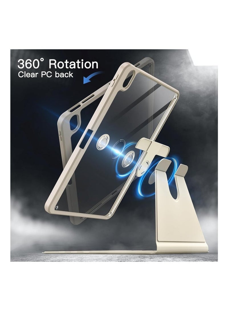 ليدين حافظة دوارة 2 في 1 لجهاز iPad Air 13 بوصة M3/M2 (2025/2024)، مع حامل قلم، وحامل واقٍ يدور 360 درجة، وغطاء خلفي شفاف، وخاصية الإيقاظ/السكون التلقائي مع زجاج مقسّى - Image 3