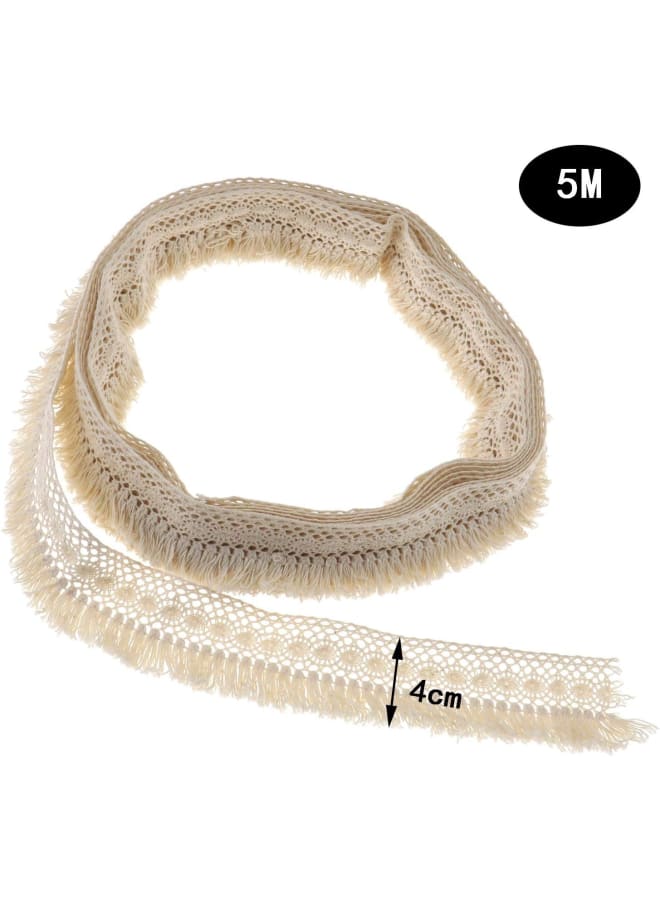 Cotton Fringe Tassel Trimming Beige Color 4cm Width 5m Legnth Vintage Chair Tablecloth Pillow Decoration Garment Accessory  - Image 3