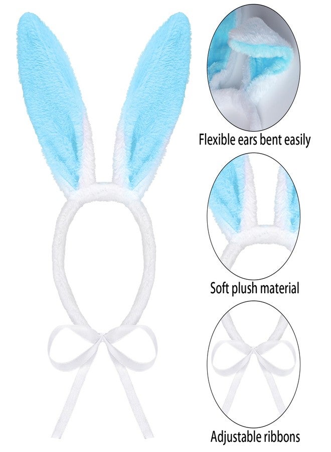 SUMERSHA Easter Dog Bunny Ears Headband Plush Rabbit Ear Headband for Pet Holiday Party Funny Costume Accessories (White-Blue) - Image 3
