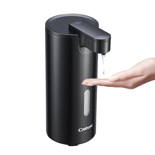 Crehora Automatic Soap Dispenser, Automatic Liquid Soap Dispenser Touchless, 12oz/340ml, 3-Level Adjustable, Battery Operated, Water-Resistant for Bathroom, Kitchen, and School, Clog-Free, Black - Image 1