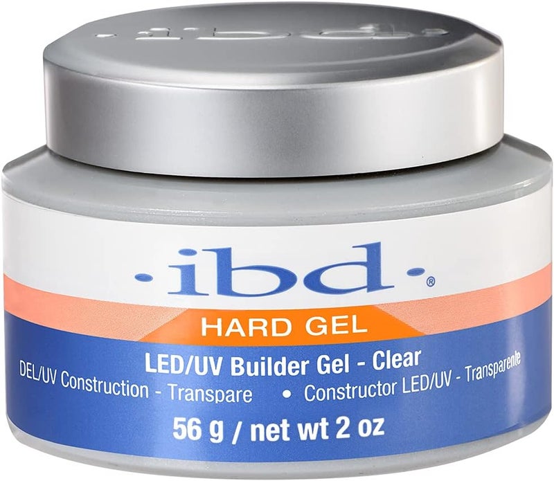 Hard Gel, LED/UV Builder Gel - Clear, Strong Acrylic Finish, Perfect for Nail Extensions, Sculpting & Overlays, Professional Quality, 2 oz, 1-pack