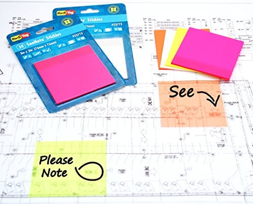 Redi-Tag SeeNotes Stickies, 3" x 3", Neon Yellow, 50 Sheets/Pad - Image 2