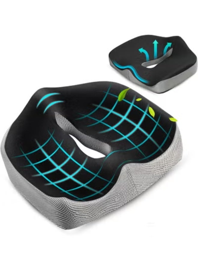 Memory foam coccyx support cushion for chairs and cars, comfortable medical cushion to relieve pressure and improve comfort during long periods of sitting. - Image 1