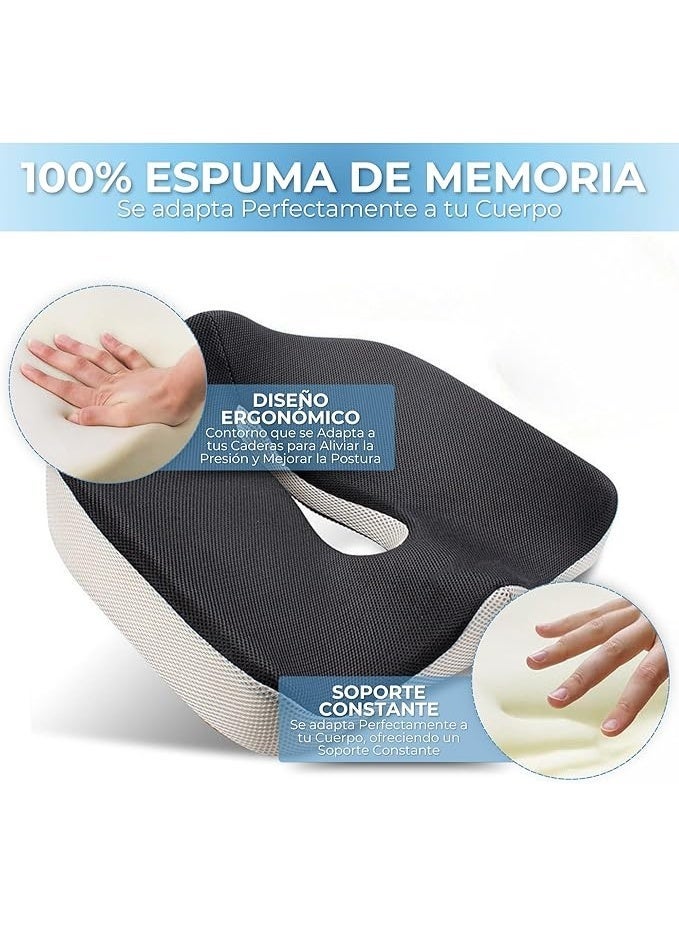 Memory foam coccyx support cushion for chairs and cars, comfortable medical cushion to relieve pressure and improve comfort during long periods of sitting. - Image 3