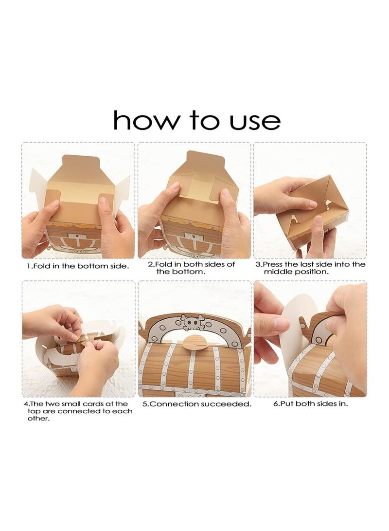 SYOSI Treasure Chest Party Treat Boxes,10 pcs Pirate Party Favor Goodie Boxes Gift Candy Box Case Grab Bag 11 x 7 x 14cm with Handle for Birthday Party Kid Play Pirate Game Supplies - Image 3