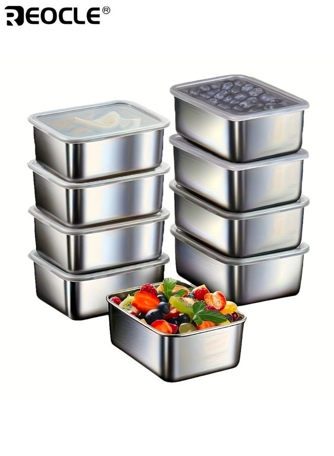 REOCLE 8PCS 720ML Stackable Food Container Set with Stainless Steel Material and BPA Free Design Kitchen Storage Organizers with Dishwasher Safe Feature for Pantry Kitchen Use