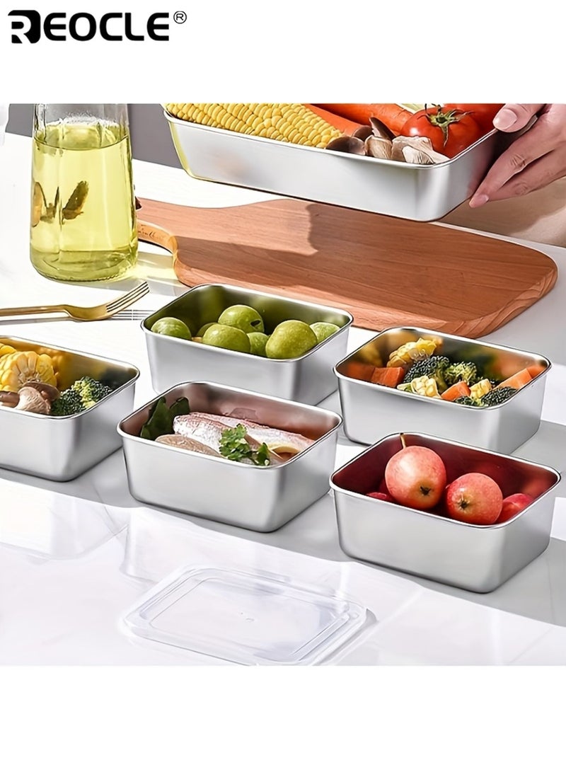 ريوكل طقم أوعية طعام قابلة للتكديس، 8 قطعة، سعة 720 مل، مصنوعة من الفولاذ المقاوم للصدأ، بتصميم خالٍ من مادة BPA، ومنظمات تخزين للمطبخ مع خاصية الأمان في غسالة الأطباق للاستخدام في مخزن الطعام والمطبخ. - Image 3