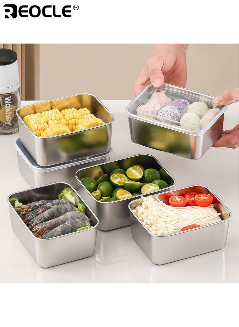 ريوكل طقم أوعية طعام قابلة للتكديس، 8 قطعة، سعة 720 مل، مصنوعة من الفولاذ المقاوم للصدأ، بتصميم خالٍ من مادة BPA، ومنظمات تخزين للمطبخ مع خاصية الأمان في غسالة الأطباق للاستخدام في مخزن الطعام والمطبخ. - Image 2