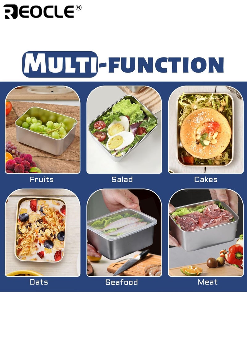 ريوكل طقم أوعية طعام قابلة للتكديس، 8 قطعة، سعة 720 مل، مصنوعة من الفولاذ المقاوم للصدأ، بتصميم خالٍ من مادة BPA، ومنظمات تخزين للمطبخ مع خاصية الأمان في غسالة الأطباق للاستخدام في مخزن الطعام والمطبخ. - Image 5