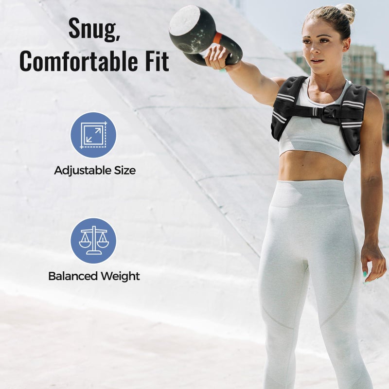 Zeerun Weighted Vest for Women & Men with Reflective Stripe and Adjustable Buckle, Comfortable & Durable Rucking Vest for Walking, Running & Strength Training, 6LBS-Black - Image 3