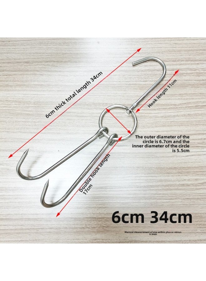 Factory Direct Kitchen Commercial Hook And Loop Roast Hook Rack Roast Chicken Roast Meat Hook Roast Duck Roast Duck Roast Goose Stainless Steel Fork-Color:6cm 34cm For Hanging Sheep Dogs, 10 Large Circles  - Image 1