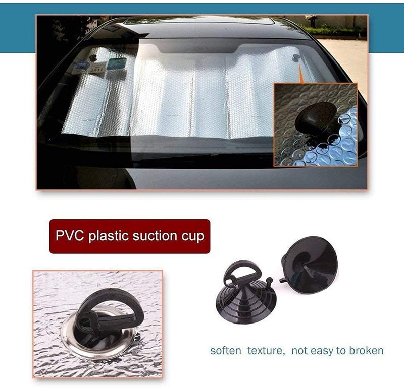 QIMIT Windshield Sun Shade for Car Silver Thicken 5-Layer UV Reflector Auto Front Window Sunshade Visor Shield Cover and Keep Your Vehicle Cool (Silver Foil) - Image 4