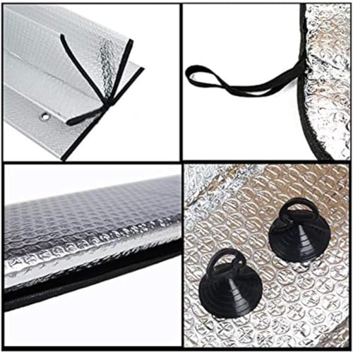 QIMIT Windshield Sun Shade for Car Silver Thicken 5-Layer UV Reflector Auto Front Window Sunshade Visor Shield Cover and Keep Your Vehicle Cool (Silver Foil) - Image 2