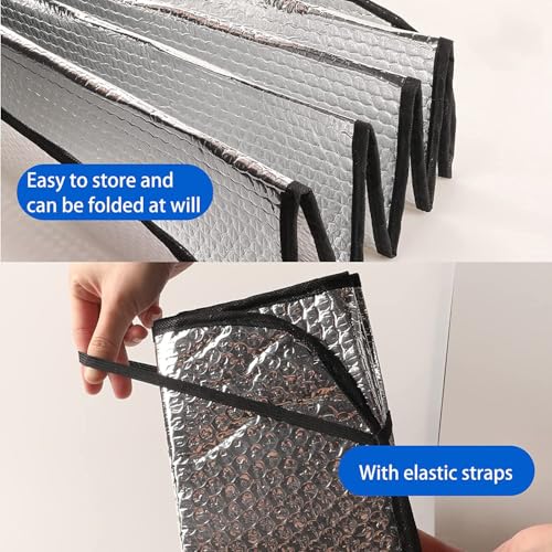 QIMIT Windshield Sun Shade for Car Silver Thicken 5-Layer UV Reflector Auto Front Window Sunshade Visor Shield Cover and Keep Your Vehicle Cool (Silver Foil) - Image 5