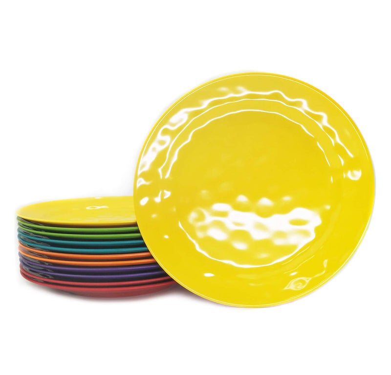 KXWARE Melamine Plates set 10inch 12pcs 100 Melamine Dinner Plates for Everyday Use Breakresistant and Lightweight MultiColor