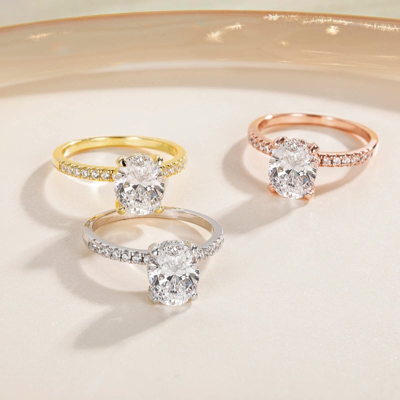 EAMTI 3CT 925 Sterling Silver Engagement Rings Oval Cut Cubic Zirconia CZ Wedding Promise Rings for Her Stunning Wedding Bands for Women Size 5 - Image 3