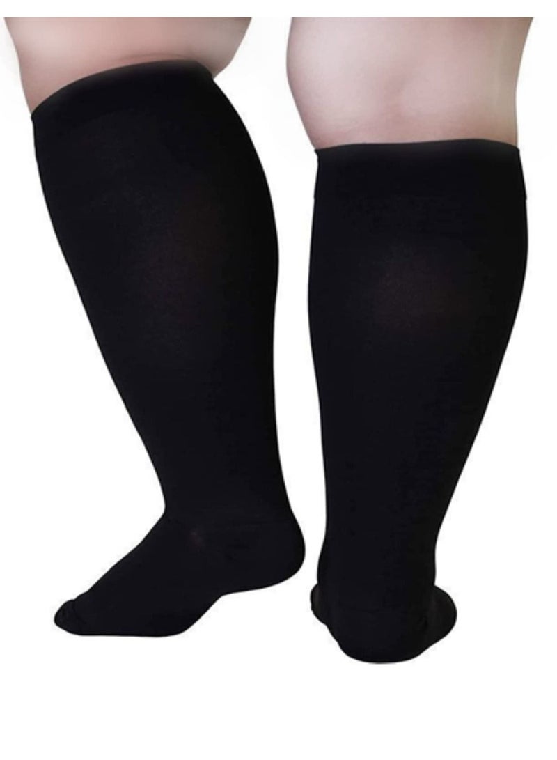 Y&D Wide Calf Compression Socks for Women Men, 2 Pairs Plus Size Extra Large Support Stockings Reduces Swelling & Pain Nurses Running Pregnant Travel Flight 20-25 mmHg  - Image 4