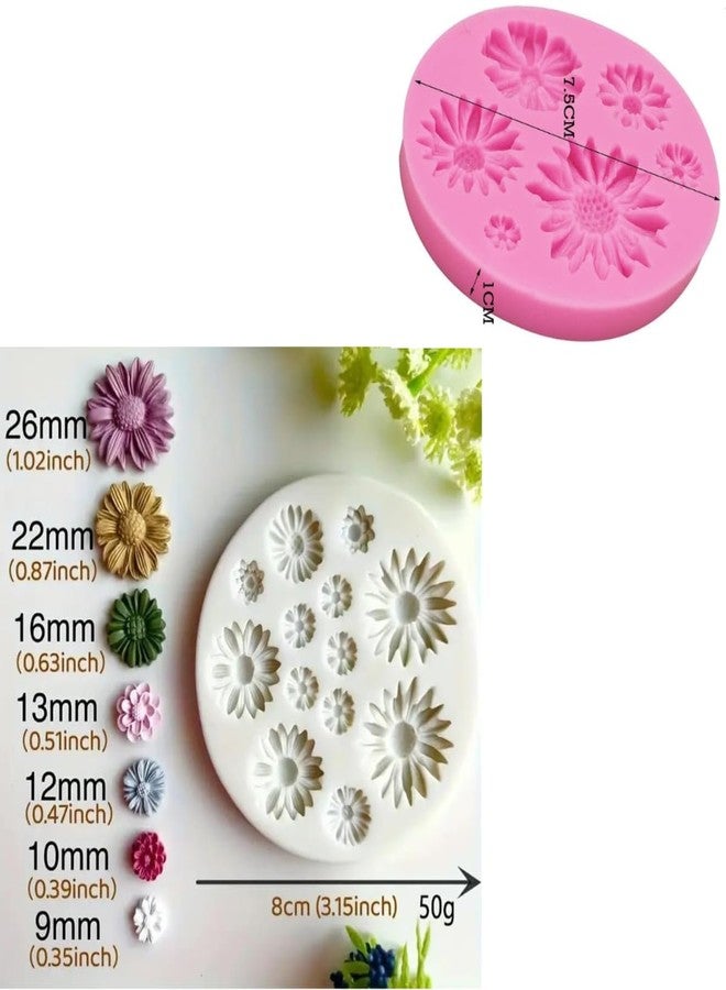 Skytail 2pc Sunflower Daisy Silicone Molds for Fondant Chocolate Candy Cake Decoration Cupcake Topper Gummy Jelly Cookie Sugarpaste Clay Soap Candle Resin Molds - Image 2