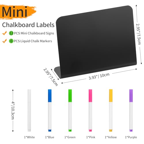 Herda 12 Pack 4"x3" Small Food Labels for Party Buffet Food Signs for Birthday Bakery Wedding Signs Tags Food Tags Place Cards Message Board Signs Mini Chalkboard Signs Includes 6 Wet Erase Markers - Image 2