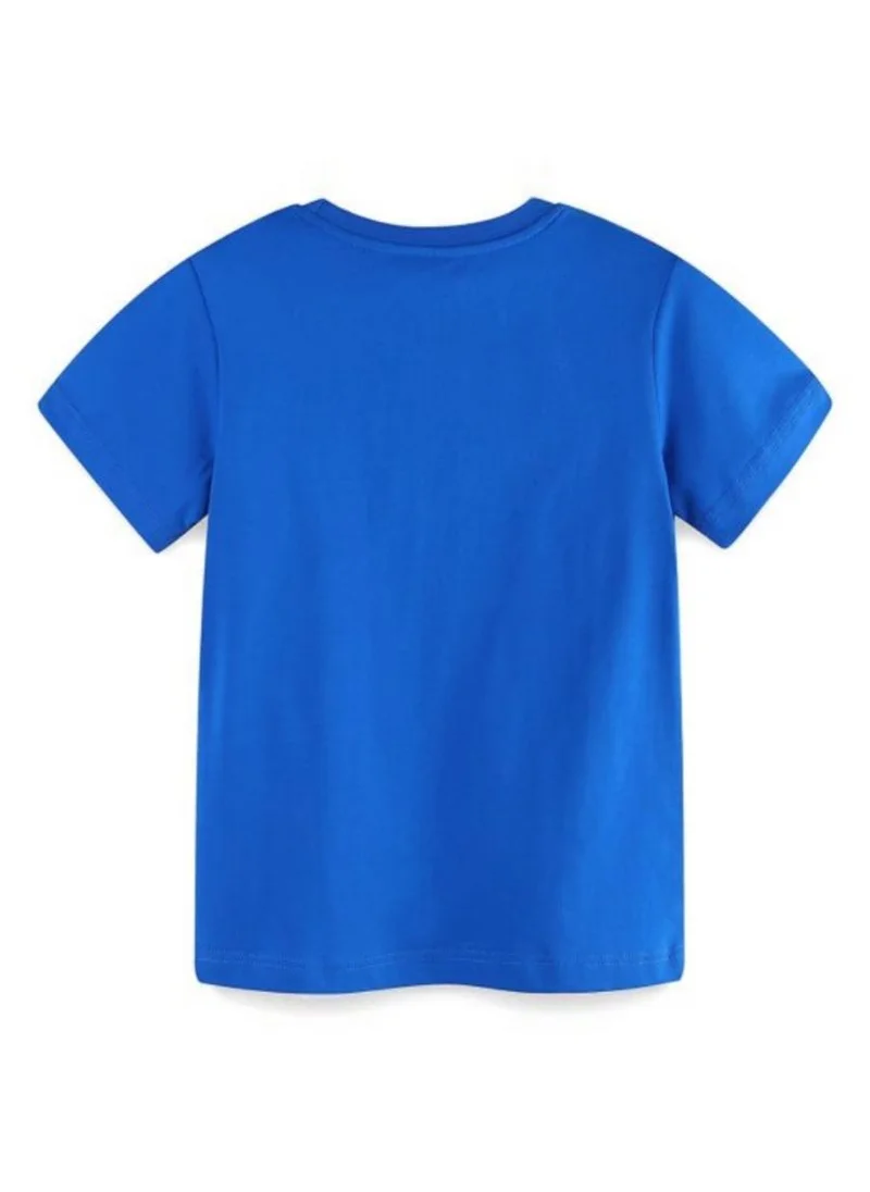 YUNIQEE Blue Graphic Printed Round Neck T-shirt