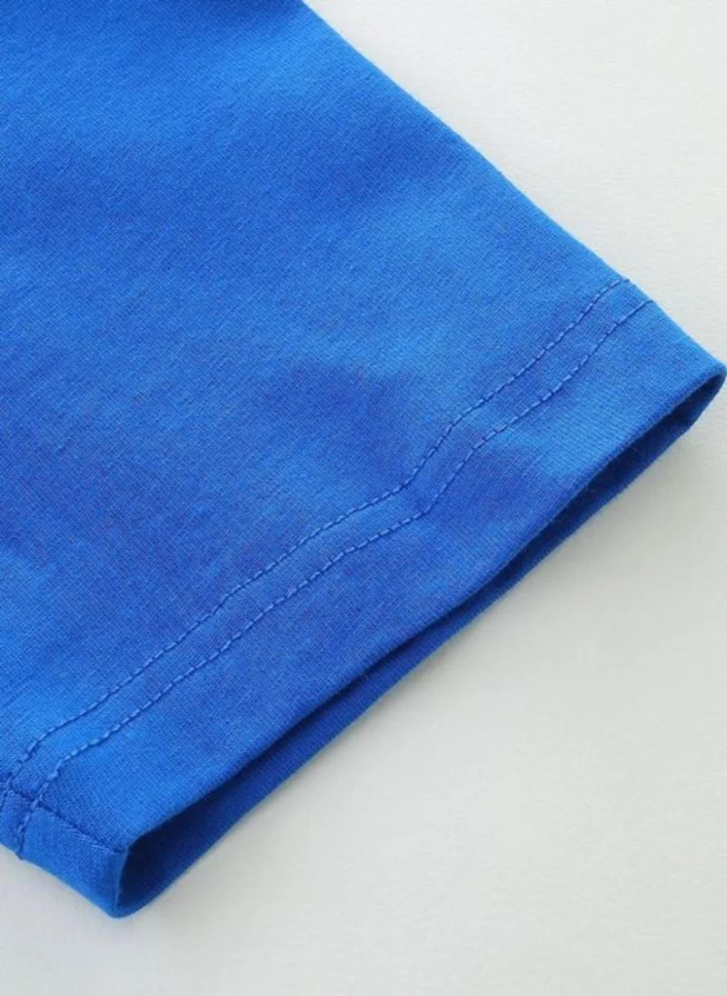 YUNIQEE Blue Graphic Printed Round Neck T-shirt