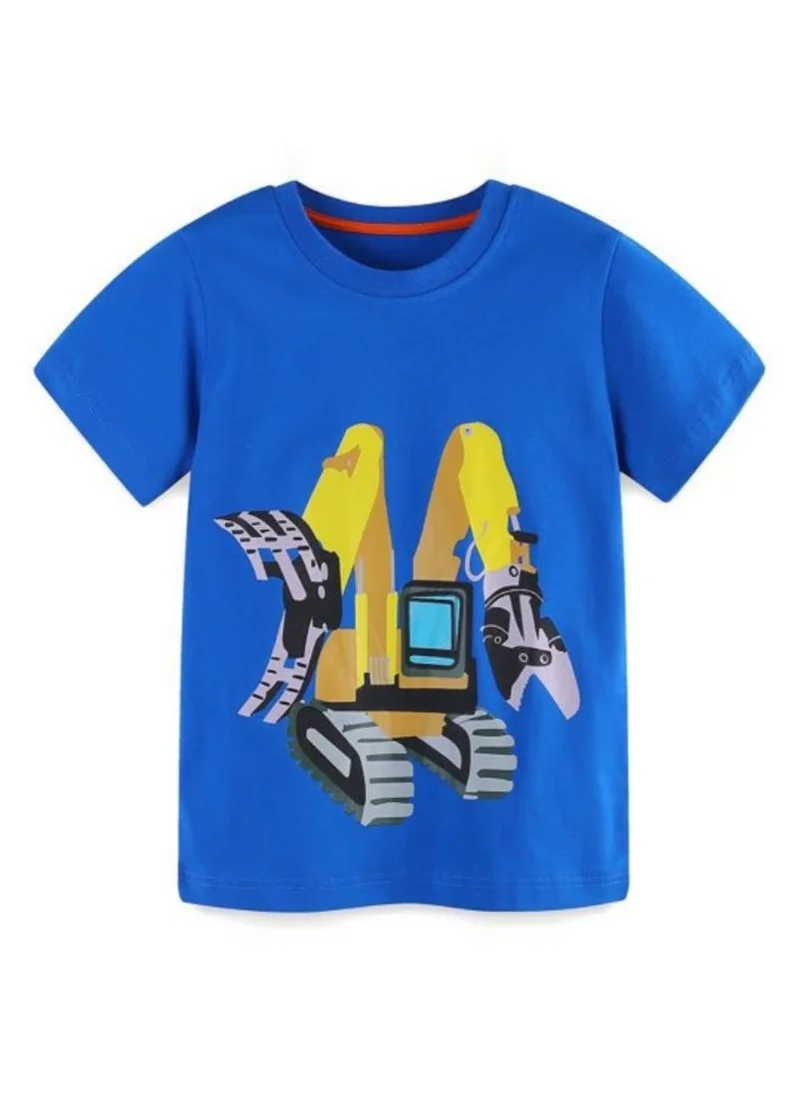 YUNIQEE Blue Graphic Printed Round Neck T-shirt
