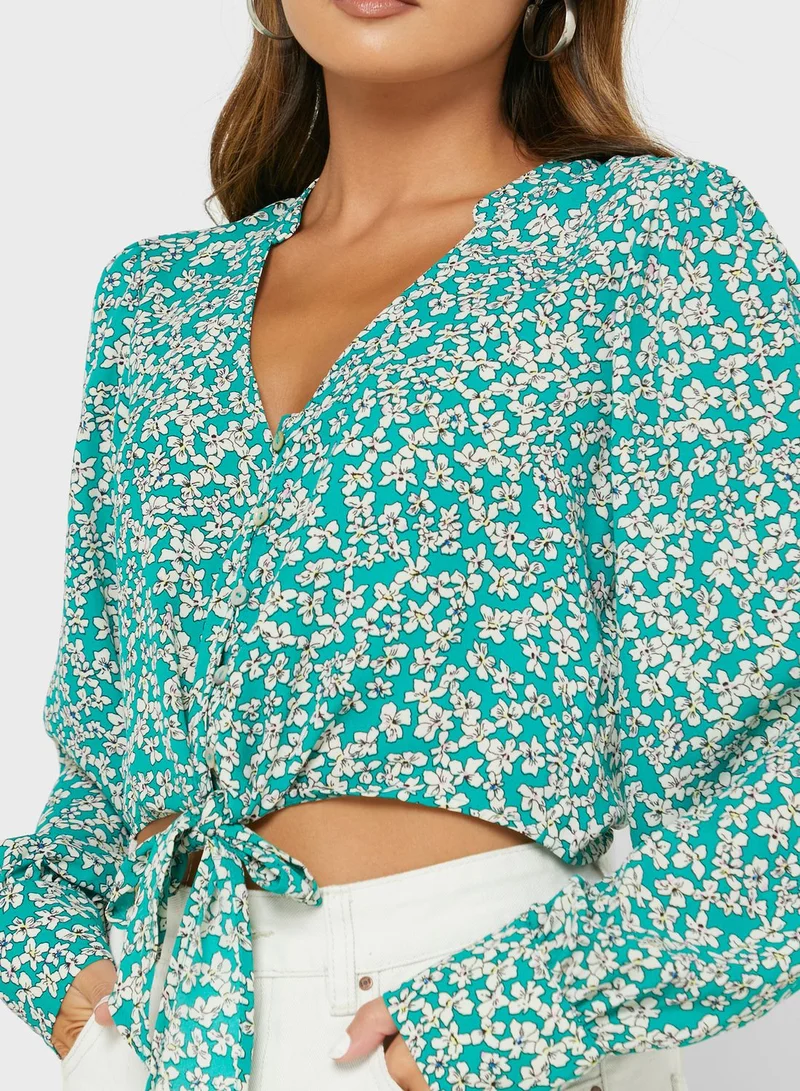 ONLY Printed Knot Detail Shirt