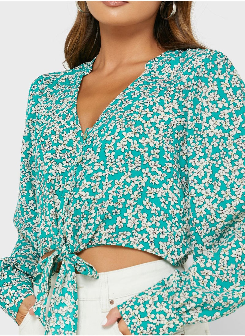 ONLY - Printed Knot Detail Shirt - Image 1