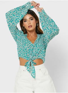 Printed Knot Detail Shirt