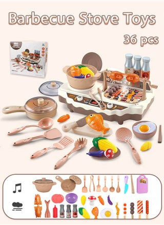 Barbecue Stove Toys, Kids BBQ Grill Playset, Kitchen Toy Set with Pretend Smoke and Sound Light, Indoor Outdoor Cooking Toy Christmas Birthday Princess Gift, 36PCS - pzsku/Z46078AEDF834BC1B4300Z/45/1744008112/d878f234-1127-4fbe-afab-8fd7c54cd60f
