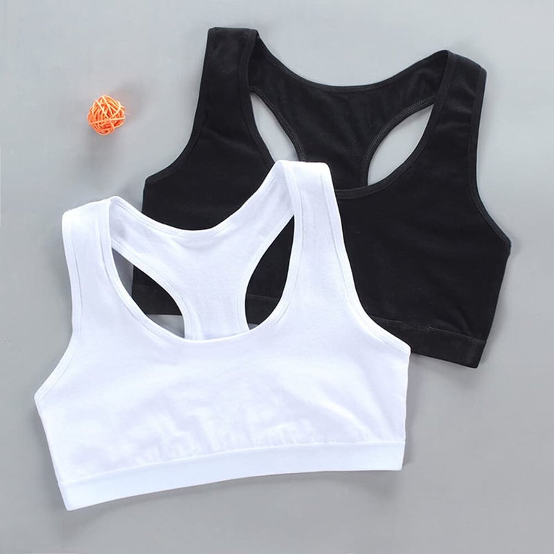 Katutude 4 Pack Girls Unpadded Bra Seamless Breathable Cotton Bra Wireless Lightweight Sports Bras Girls Crop Tops for 9-14 Years Black - Image 2