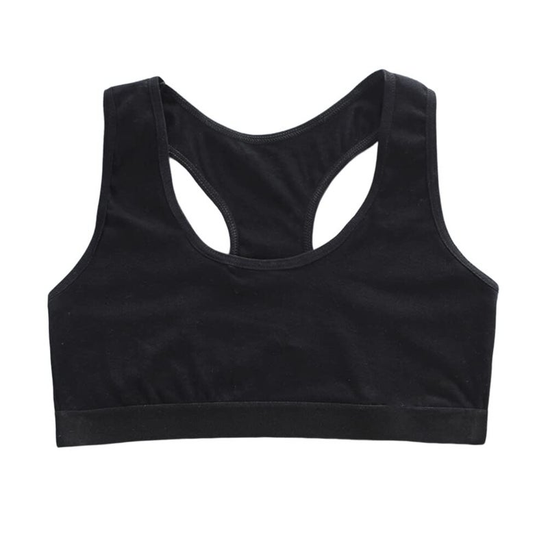 Katutude 4 Pack Girls Unpadded Bra Seamless Breathable Cotton Bra Wireless Lightweight Sports Bras Girls Crop Tops for 9-14 Years Black - Image 4