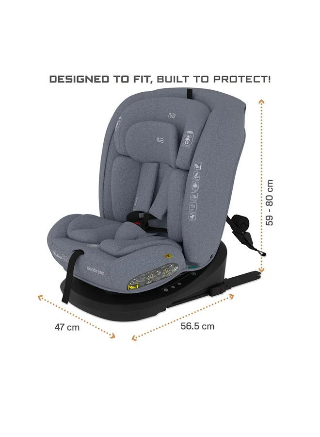 neobreez I-VILO 360° Rotatable ISOFIX All-in-1 Convertible Baby Toddler Kids Child Car Seat, I-Size ECER129,  Recline&Adjustable, Side Impact Protection, Memory Foam 0-12Yrs, 0-36Kg, Group 0+/1/2/3, 5 Point Harness