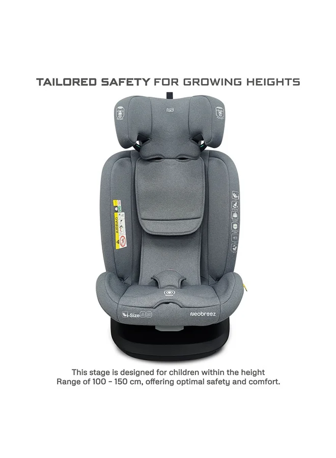 neobreez I-VILO 360° Rotatable ISOFIX All-in-1 Convertible Baby Toddler Kids Child Car Seat, I-Size ECER129,  Recline&Adjustable, Side Impact Protection, Memory Foam 0-12Yrs, 0-36Kg, Group 0+/1/2/3, 5 Point Harness