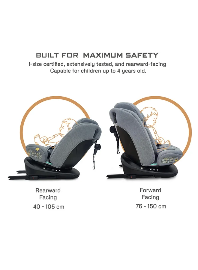 neobreez I-VILO 360° Rotatable ISOFIX All-in-1 Convertible Baby Toddler Kids Child Car Seat, I-Size ECER129,  Recline&Adjustable, Side Impact Protection, Memory Foam 0-12Yrs, 0-36Kg, Group 0+/1/2/3, 5 Point Harness