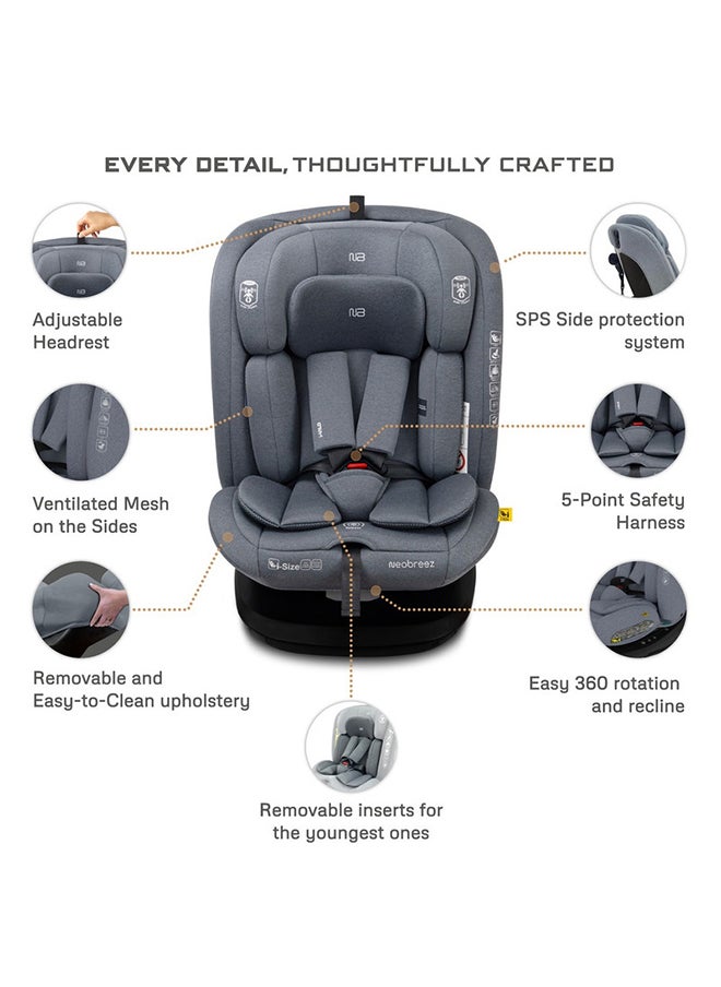 neobreez I-Vilo Swivel 360° Rotatable Convertible Baby Infant Toddler Car Seat, I-Size Ecer129, Isofix, Recline & Adjustable, Side Impact Protection, Memory Foam 0-12Yrs (40-150Cm/0-36Kg), Group 0+/1/2/3  - Image 3