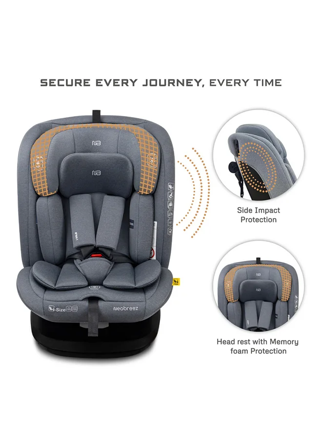 neobreez I-VILO 360° Rotatable ISOFIX All-in-1 Convertible Baby Toddler Kids Child Car Seat, I-Size ECER129,  Recline&Adjustable, Side Impact Protection, Memory Foam 0-12Yrs, 0-36Kg, Group 0+/1/2/3, 5 Point Harness