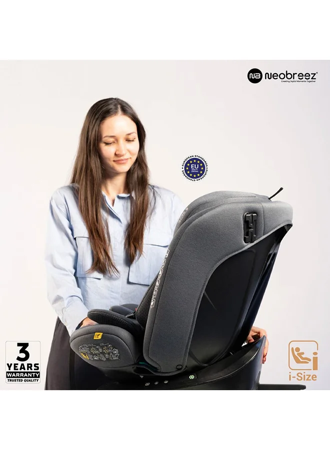 neobreez I-VILO 360° Rotatable ISOFIX All-in-1 Convertible Baby Toddler Kids Child Car Seat, I-Size ECER129,  Recline&Adjustable, Side Impact Protection, Memory Foam 0-12Yrs, 0-36Kg, Group 0+/1/2/3, 5 Point Harness