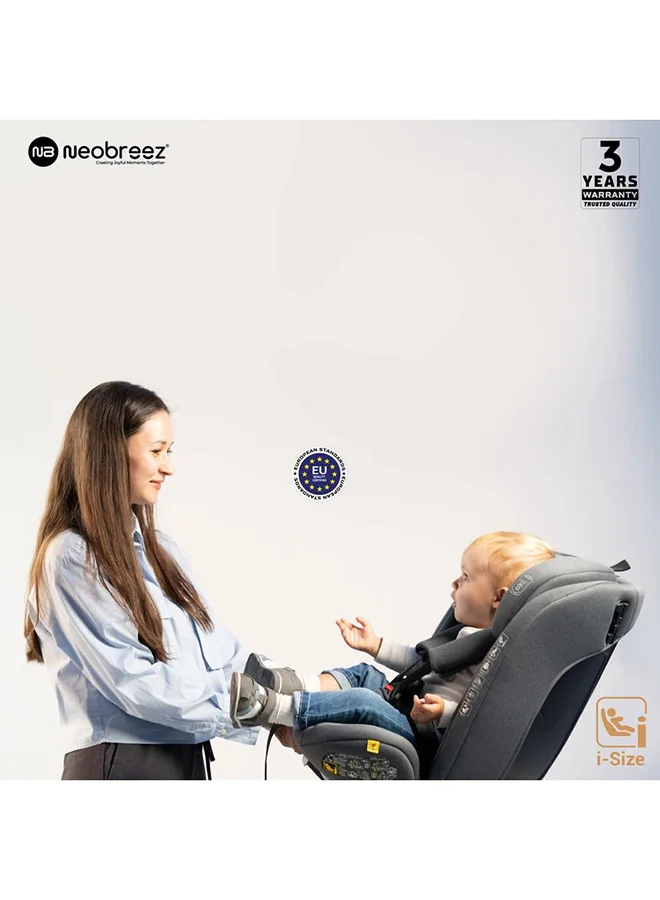 neobreez I-VILO 360° Rotatable ISOFIX All-in-1 Convertible Baby Toddler Kids Child Car Seat, I-Size ECER129,  Recline&Adjustable, Side Impact Protection, Memory Foam 0-12Yrs, 0-36Kg, Group 0+/1/2/3, 5 Point Harness