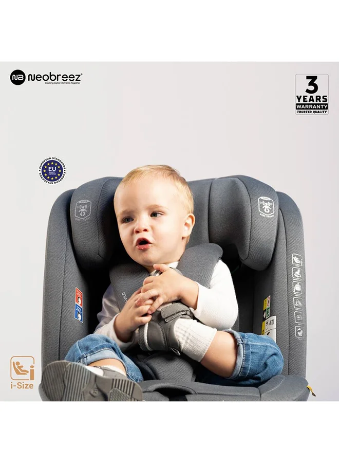 neobreez I-VILO 360° Rotatable ISOFIX All-in-1 Convertible Baby Toddler Kids Child Car Seat, I-Size ECER129,  Recline&Adjustable, Side Impact Protection, Memory Foam 0-12Yrs, 0-36Kg, Group 0+/1/2/3, 5 Point Harness