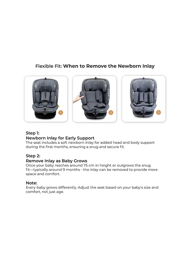 neobreez I-VILO 360° Rotatable ISOFIX All-in-1 Convertible Baby Toddler Kids Child Car Seat, I-Size ECER129,  Recline&Adjustable, Side Impact Protection, Memory Foam 0-12Yrs, 0-36Kg, Group 0+/1/2/3, 5 Point Harness
