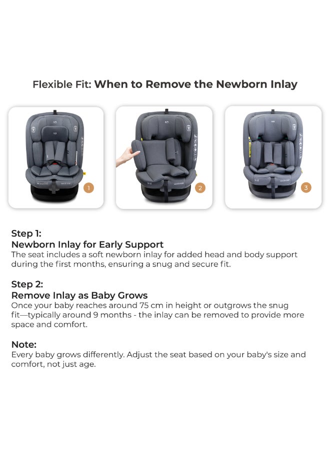 neobreez I-VILO 360° Rotatable ISOFIX All-in-1 Convertible Baby Toddler Kids Child Car Seat, I-Size ECER129,  Recline&Adjustable, Side Impact Protection, Memory Foam 0-12Yrs, 0-36Kg, Group 0+/1/2/3, 5 Point Harness - Image 2