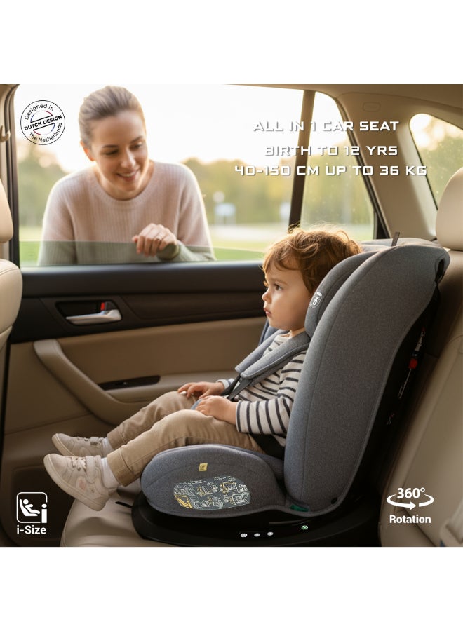neobreez I-VILO 360° Rotatable ISOFIX All-in-1 Convertible Baby Toddler Kids Child Car Seat, I-Size ECER129,  Recline&Adjustable, Side Impact Protection, Memory Foam 0-12Yrs, 0-36Kg, Group 0+/1/2/3, 5 Point Harness - Image 3