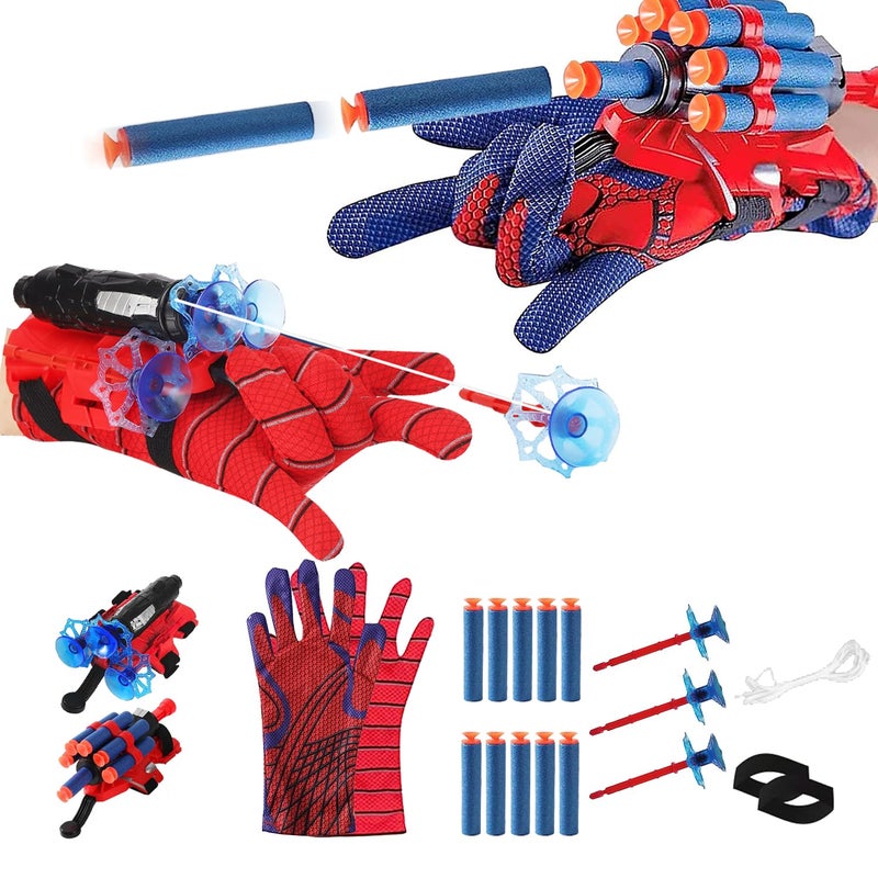 Vinciph Red Style Spider Web Soft Missile Launcher Toy 2 Pcs Set Superhero Fans Webs Shooter for Kids Cosplay Launcher Gloves with Wrist Toy Set Christmas Halloween Birthday Party - Image 4