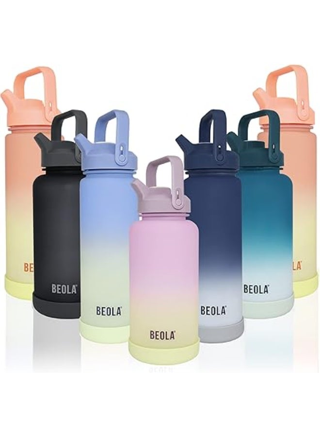 BEOLA 1L Motivational Water Bottle with Time Markers, Tritan Plastic, BPA FREE Leak Proof and Drop Resistant bella, 32oz (Morning Rose) - Image 3