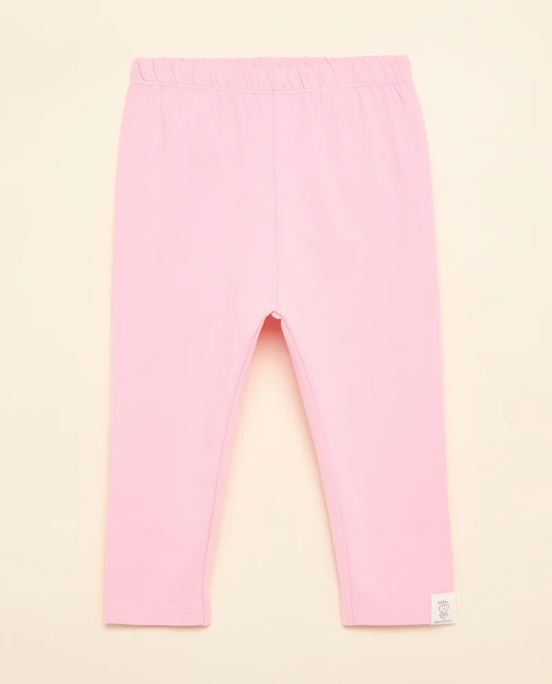 R&B Solid Leggings with Elastic Waist