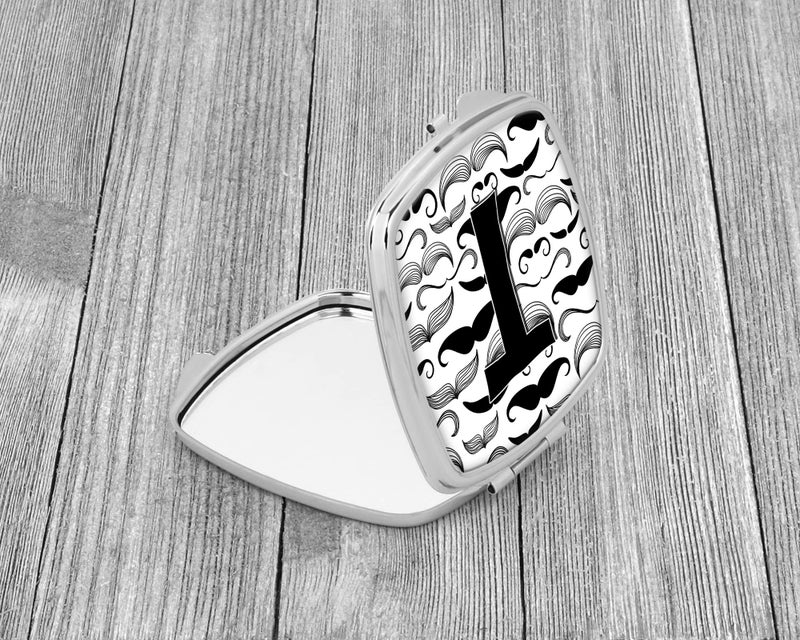 Caroline's Treasures CJ2009-TSCM Letter T Moustache Initial Compact Mirror Decorative Travel Makeup Mirror for Women Girls Gifts Pocket Makeup Mirror Folding Handheld - Image 2